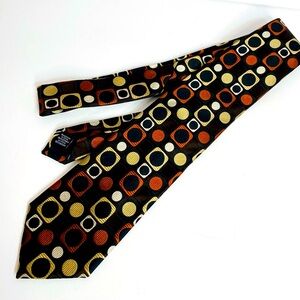Cezani Geometric Squares & Circles Fun Silk Tie Classic 59” Polka Dot Br…